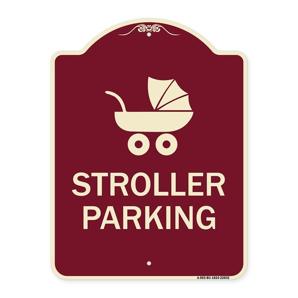Stroller Parking With Graphic Heavy-Gauge Aluminum Architectural Sign, 24" x 18", BU-1824-22832